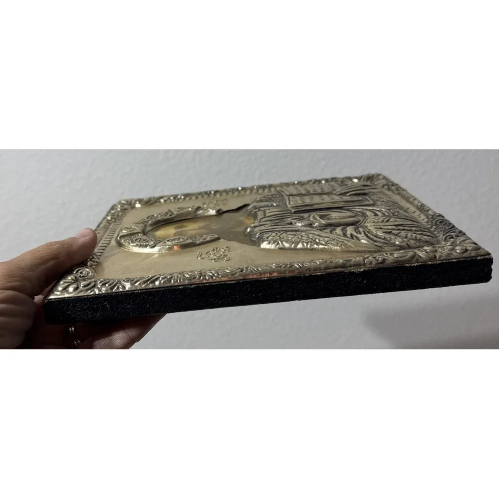 Vtg Icon Jesus Christ Wood Metal Hang Picture 3D Orthodox Panno 6"x8" Wall Decor - Picture 10 of 15